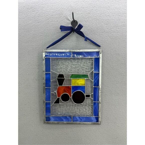 Happy Little Train Child's Decoration Stained Glass Art Hanging 12" X 9.5" - Picture 6 of 6
